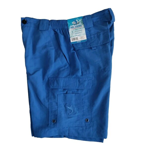 Reel Legends Performance Outfitters Cargo Shorts UPF 50 Money Blue Small - New - Picture 4 of 13